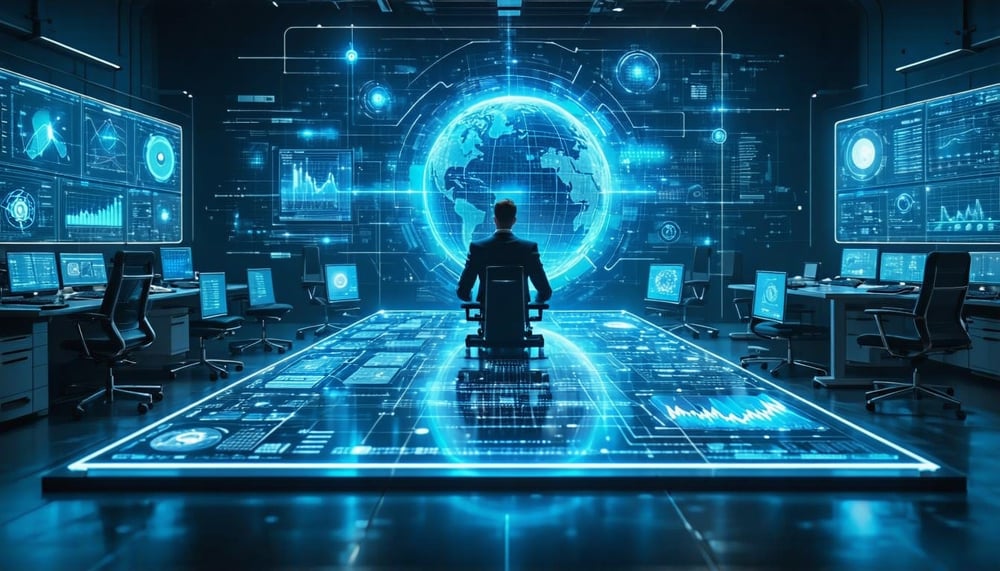 Futuristic software development illustration Futuristic software development illustration